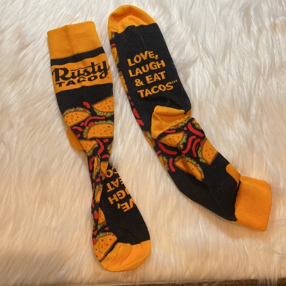Rusty Taco, “Love, Laugh & Eat Tacos” Socks, Orange & Black, Promo Item, New - Picture 2 of 8
